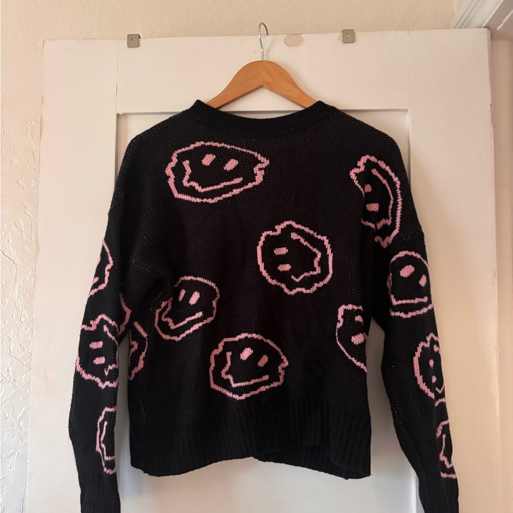 Black and Pink Smiley Sweater